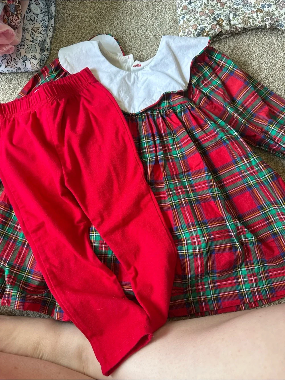 Toddler Plaid Holiday Top & Red Leggings Matching Set